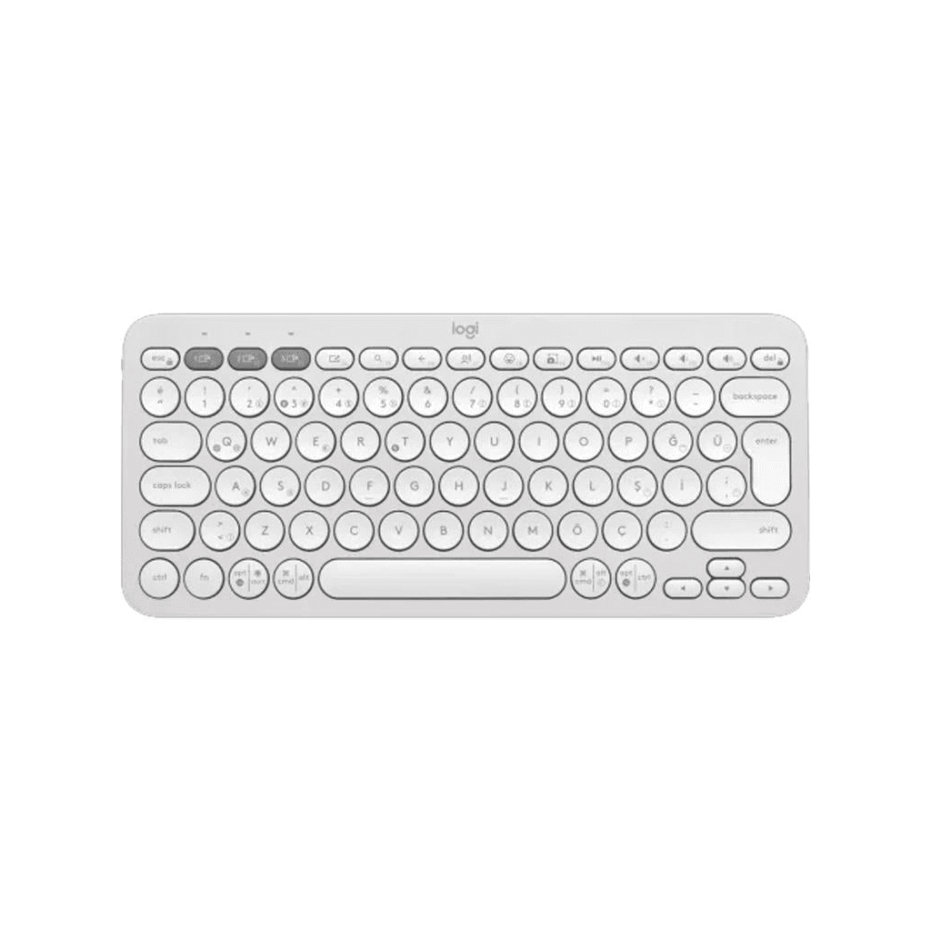 LOGITECH K380S, Pebble Keys 2,  Beyaz, 920-011860, Bluetooth, TürkÇe, Q, Multimedya, Mini Klavye