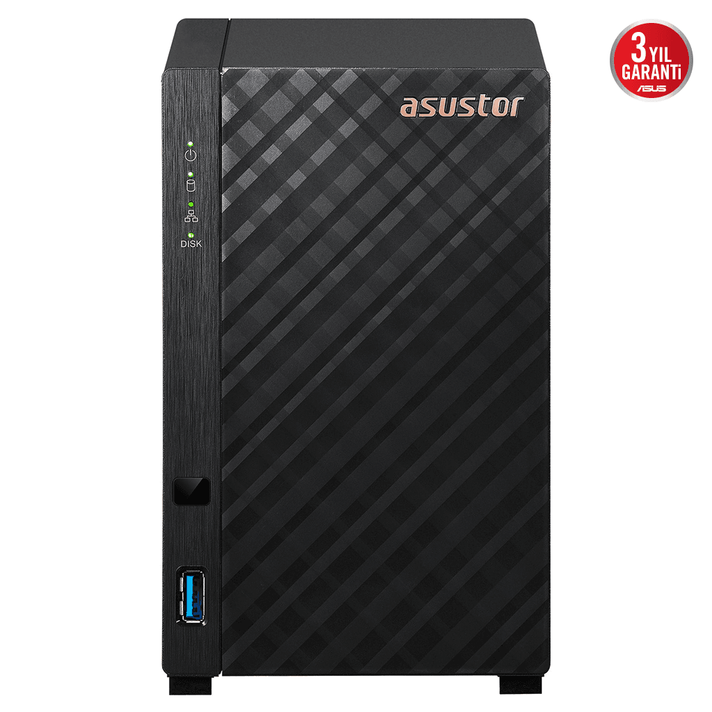 ASUSTOR AS1102TL, 1Gb DDR4 Ram, 2 Yuvalı (2x22TB Destek), 1x2.5GbE Network, USB 3.2, USB 2.0, Tower NAS (Yedekleme) Cihazı