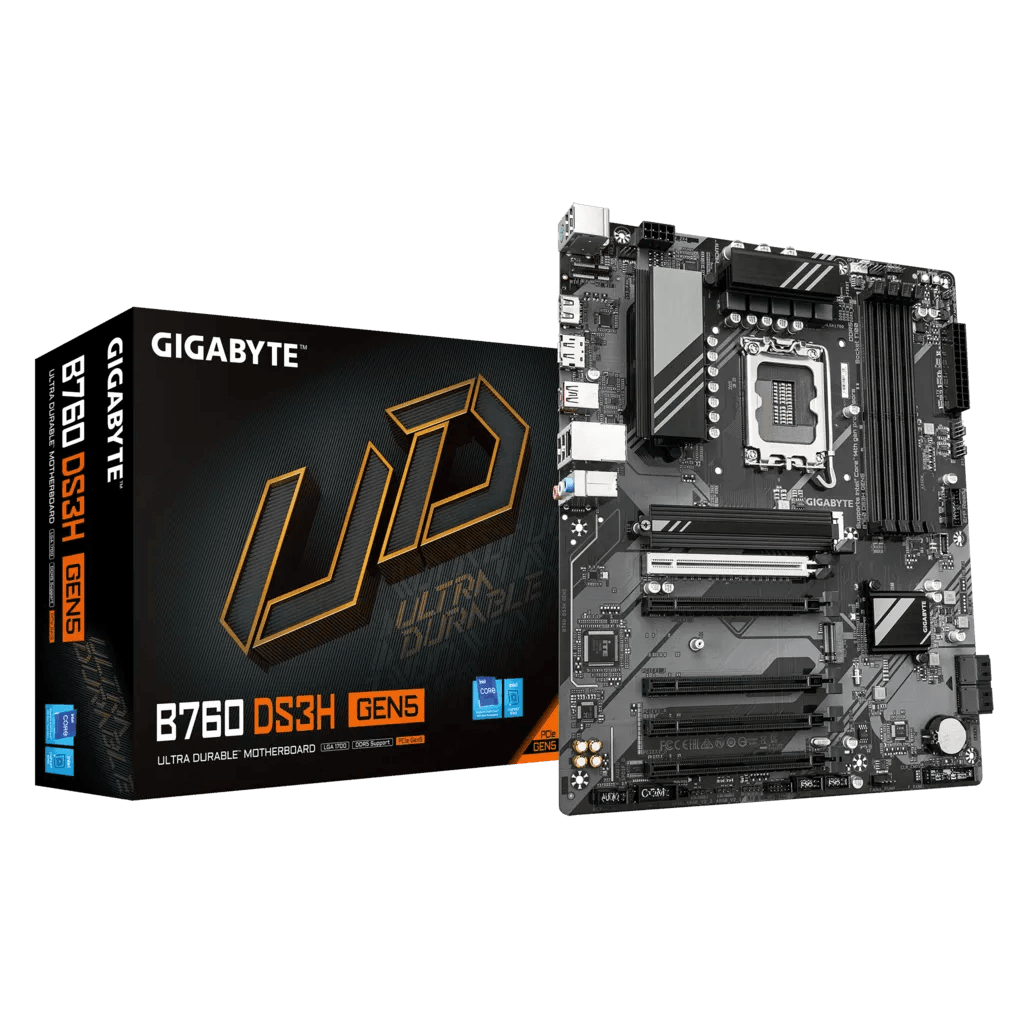 GIGABYTE B760 DS3H GEN5, 4xDDR5, 2xM.2, DP, HDMI, Type-C, 13-14.Nesil, LGA1700 Soket, Anakart