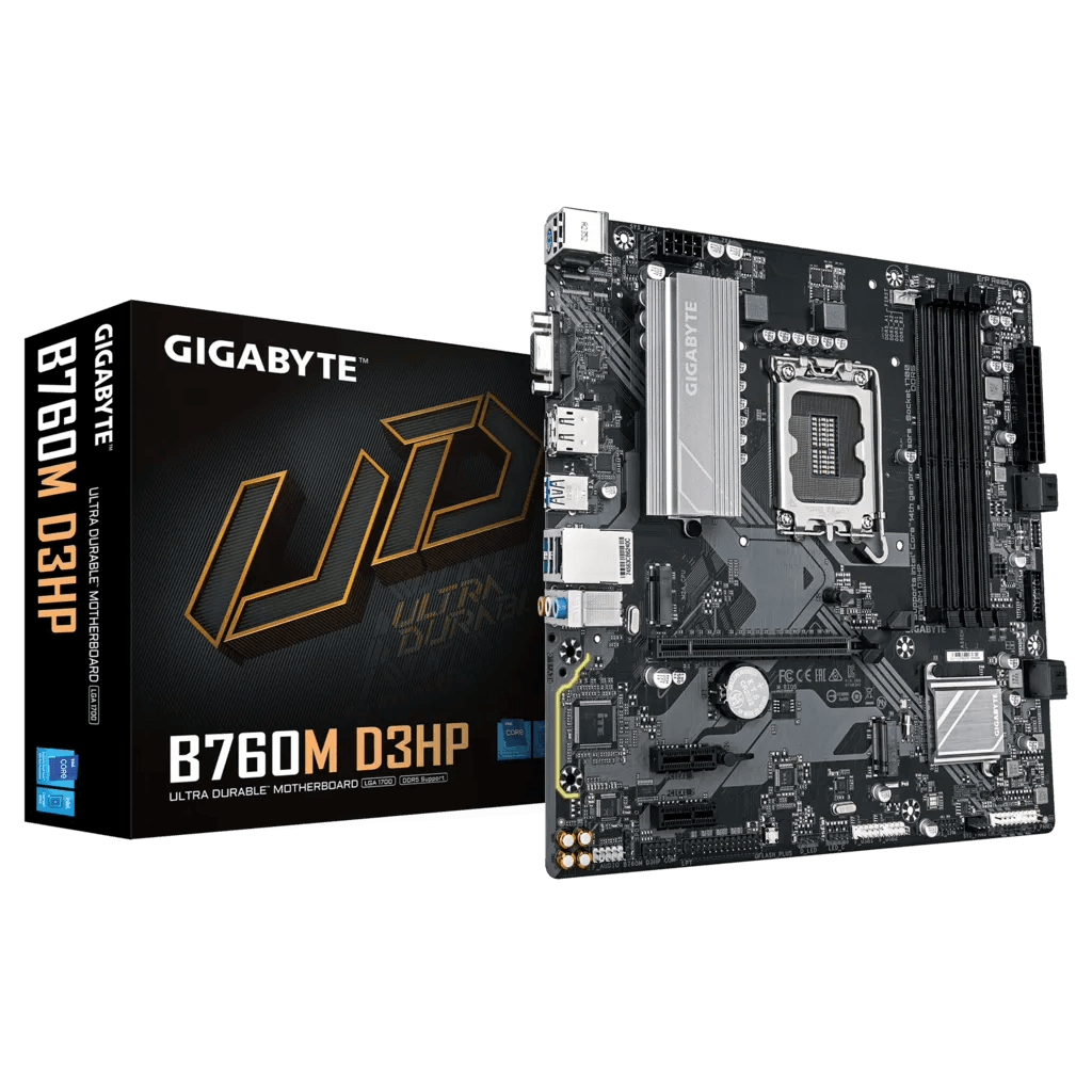 GIGABYTE B760M D3HP DDR5, 4xDDR5, 2xM.2, DP, HDMI, VGA, 12-13.14.Nesil, LGA1700 Soket, Anakart