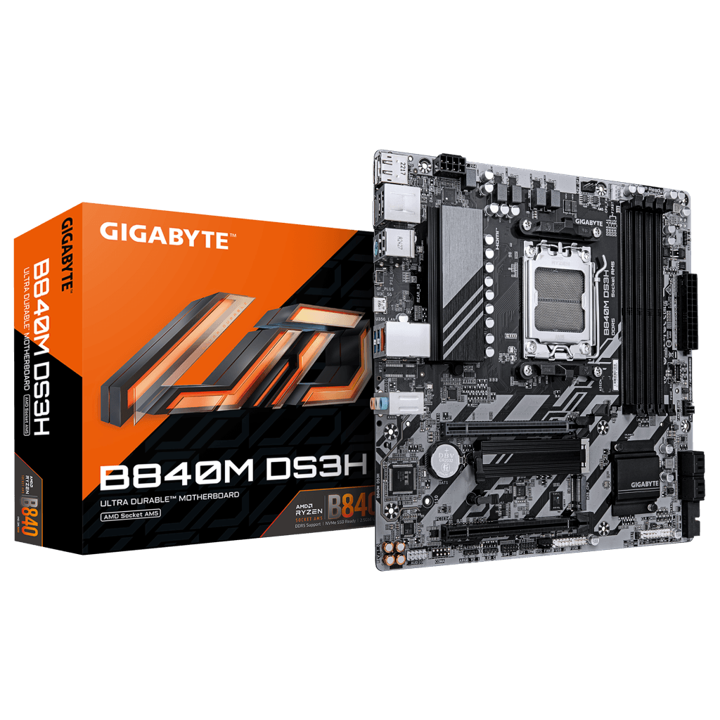 GIGABYTE B840M DS3H, 4xDDR5, 2xM.2, 2xDP, HDMI, Type-C, AM5 Soket GAMING Anakart