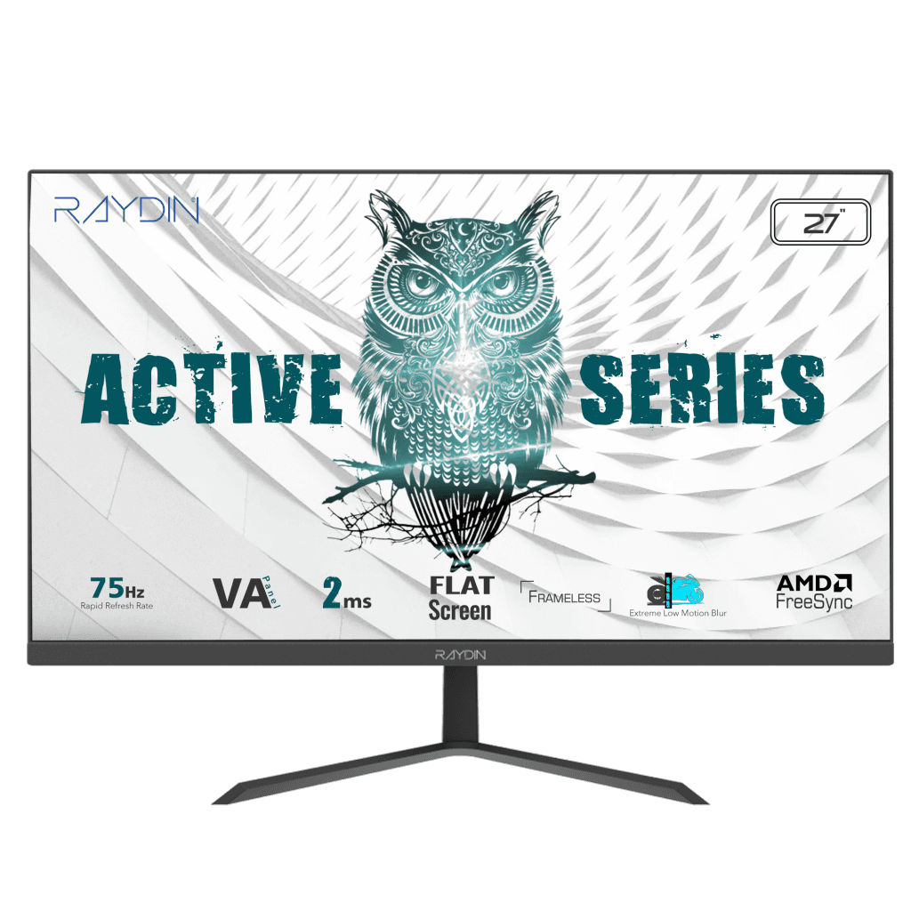 RAYDIN BREEZE, 27", 2ms, 75Hz, Full HD, D-Sub, HDMI, Frameless, VA LED Monitör (Siyah)