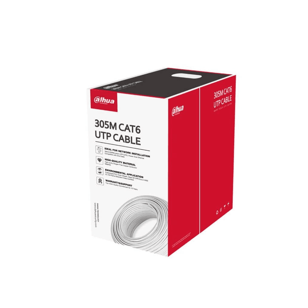 DAHUA DH-PFM923I-6UN-C, CAT6 305m, 24AWG 0.53mm, UTP, %100 Bakır, LSZH Halogen Free Kablo, Beyaz Renk