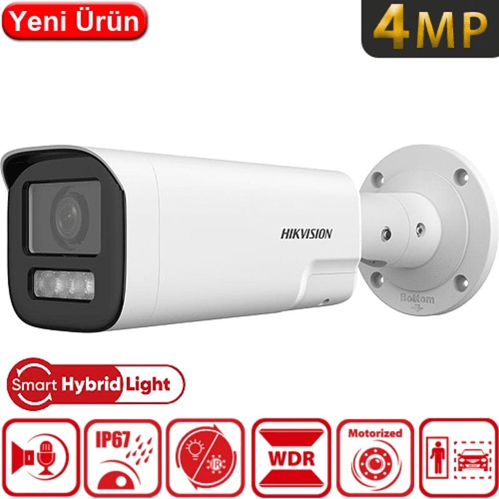 HIKVISION DS-2CD1643G2-LIZSU 4Mpix, 2,8-12mm  Motorize Lens, Dual Light, Dahili Mikrofon, H265+,50Mt Gece Görü┼şü, SD Kart, PoE, Bullet IP Kamera