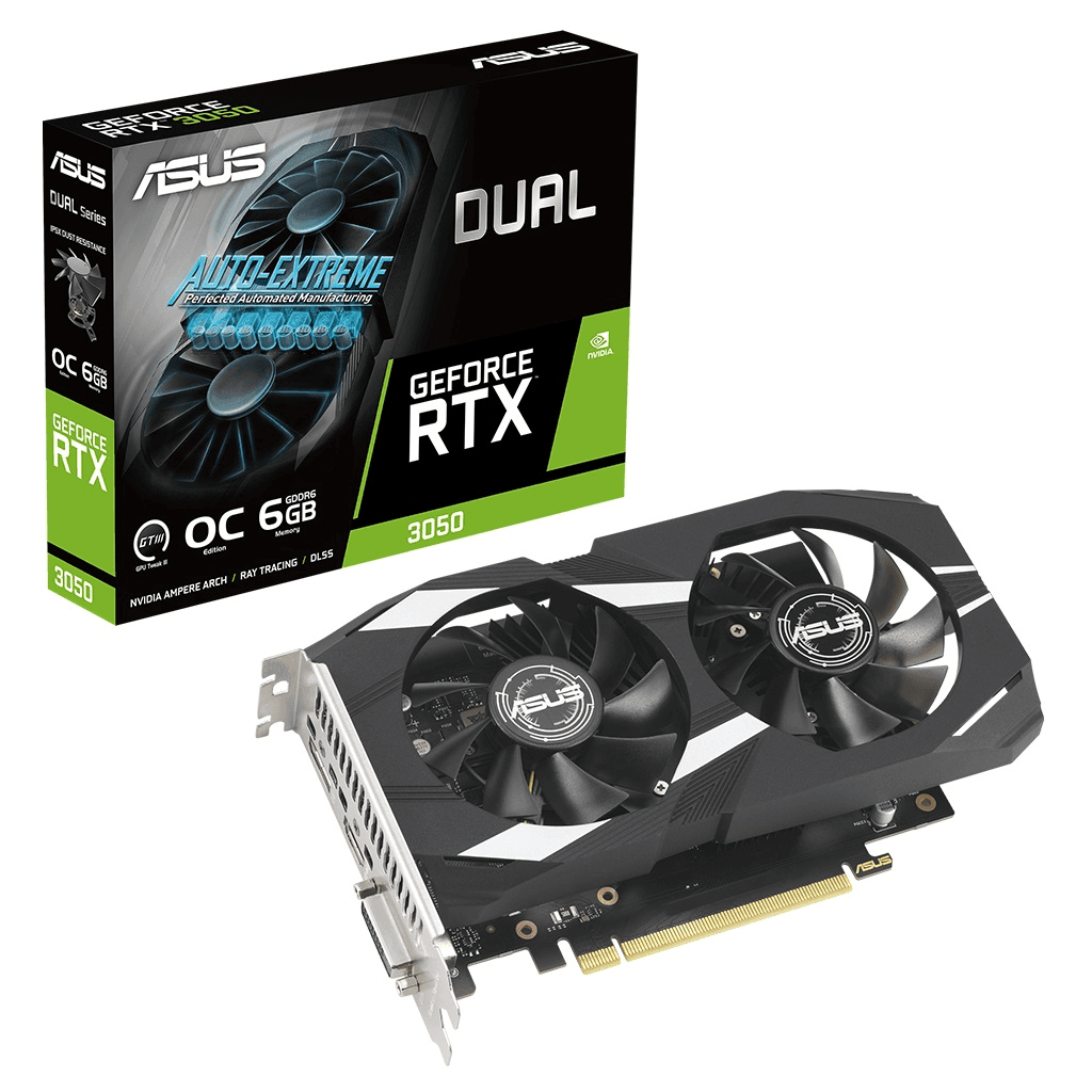ASUS DUAL-RTX3050-O6G, 6GB, GDDR6, 96Bit, 1xHDMI, 1xDP, 1xDVI GAMING Ekran Kartı