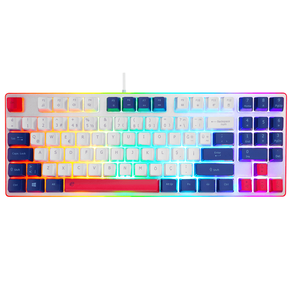 ACER eMachines, EAK216, Beyaz, USB Kablolu, Rainbow Backlight, Membran Renkli Tu┼şlar, TürkÇe Q, 90 Tu┼şlu, Gaming Klavye