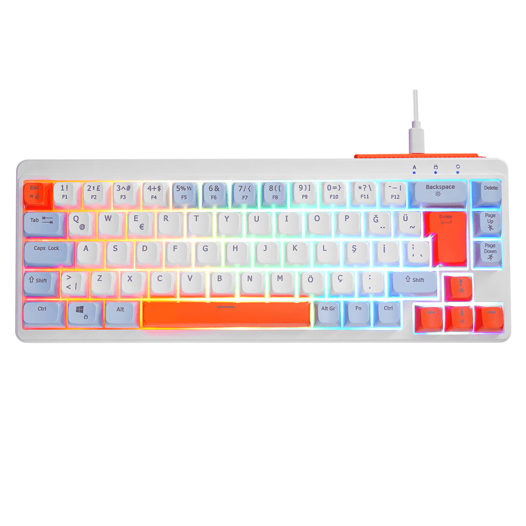 ACER eMachines, EAK810, Beyaz, USB Kablolu, Rainbow Backlight, Membran Renkli Tu┼şlar, TürkÇe Q, 68 Tu┼şlu, Gaming Klavye