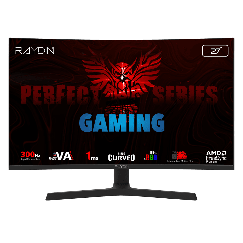 RAYDIN EG27RFA-300HZ, 27", 1ms, 300Hz, Full HD, 2xHDMI, DP, Hoparlör, VA LED, R1500 Curved, Yükseklik Ayarlı Ayak, Frameless, FreeSync Gaming Monitör