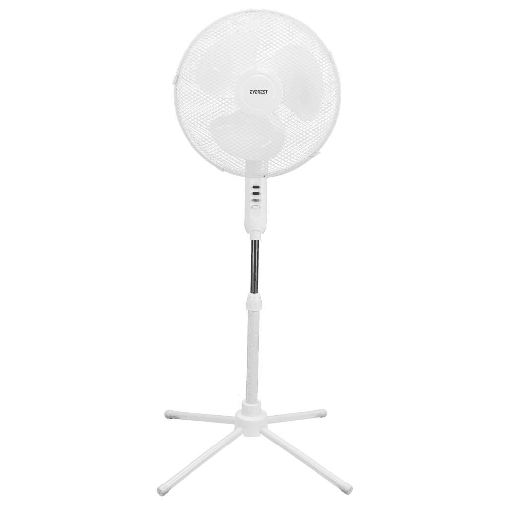 EVEREST FAN10, BEYAZ, EcoWind, 3 Kademeli Hız, 40cm 3 Kanat Pervane ve ÇerÇeve, 45W, Otomatik Salınım, Yükseklik Ayarlı Vantilatör