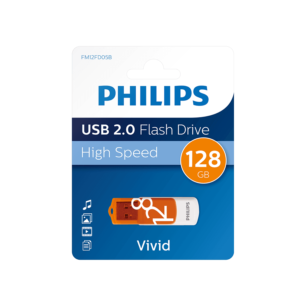 PHILIPS FM12FD05B, 128GB, USB 2.0, Vivid, Turuncu, Flash Disk
