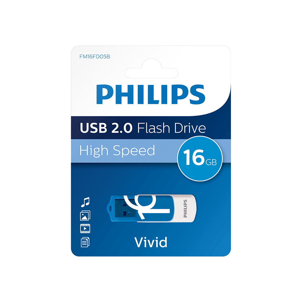 PHILIPS FM16FD05B, 16GB, USB 2.0, Vivid, Okyanus Mavisi, Flash Disk
