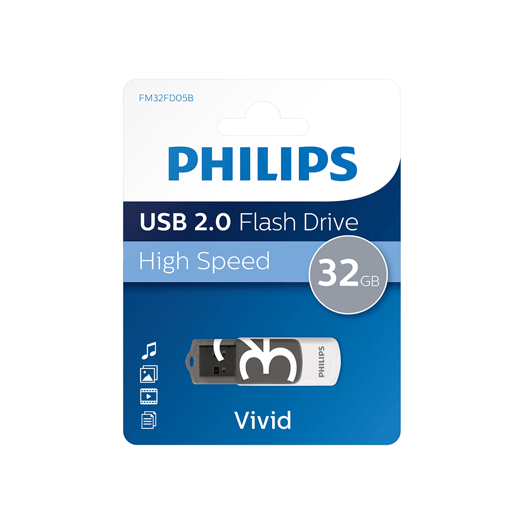 PHILIPS FM32FD05B, 32GB, USB 2.0, Vivid, Gölge Grisi, Flash Disk