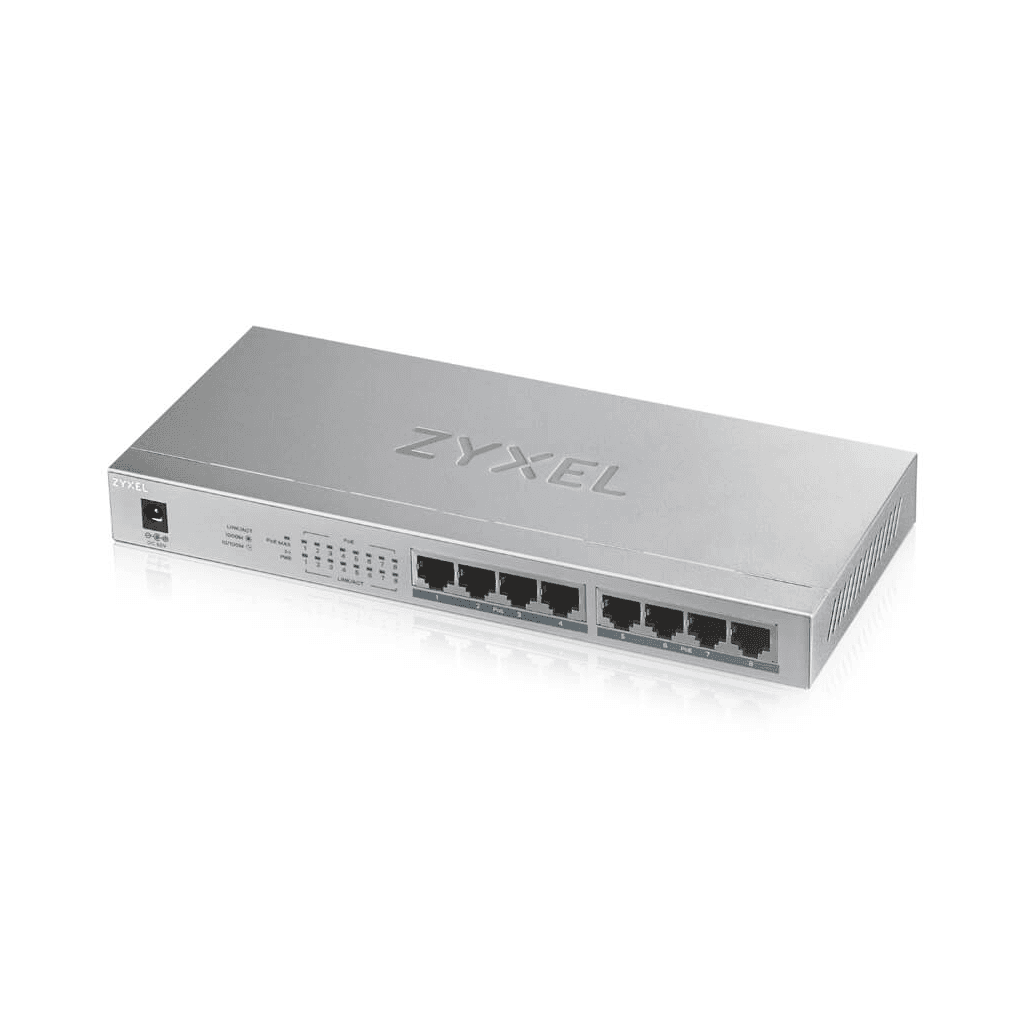 ZyXEL GS1008HP, 8 Port, GigaBit, PoE 60W, Yönetilemez, Masaüstü Switch