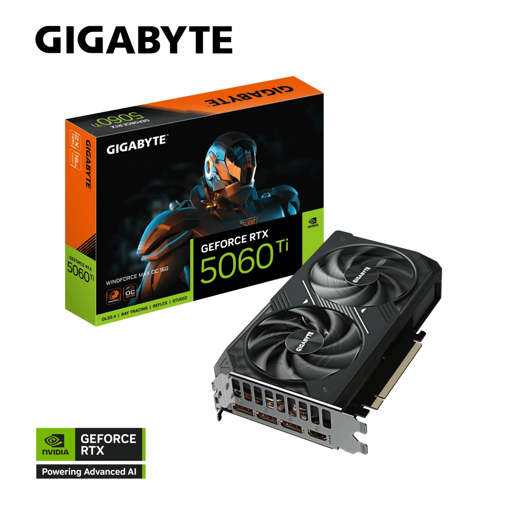 GIGABYTE GV-N506TWF2MAX OC-16GD, RTX5060TI, WINDFORCE MAX OC, 16Gb, GDDR7, 128BIT, 2 Fanlı, 1xHDMI, 3xDP, GAMING Ekran KARTI