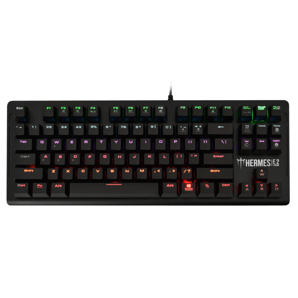 GAMDIAS HERMES-E2, USB Kablolu, İngilizce,  Rainbow Backlight, Blue Mekanik Switch, Gaming Klavye
