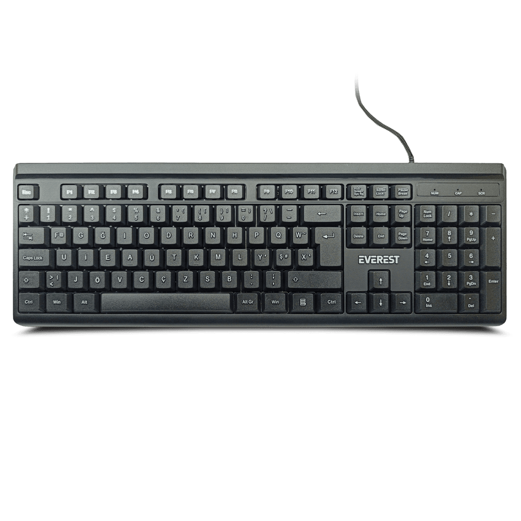 EVEREST KB-741F, USB Kablolu, TürkÇe F,  2 metre Bakır Kablolu, Standart Klavye (Siyah)