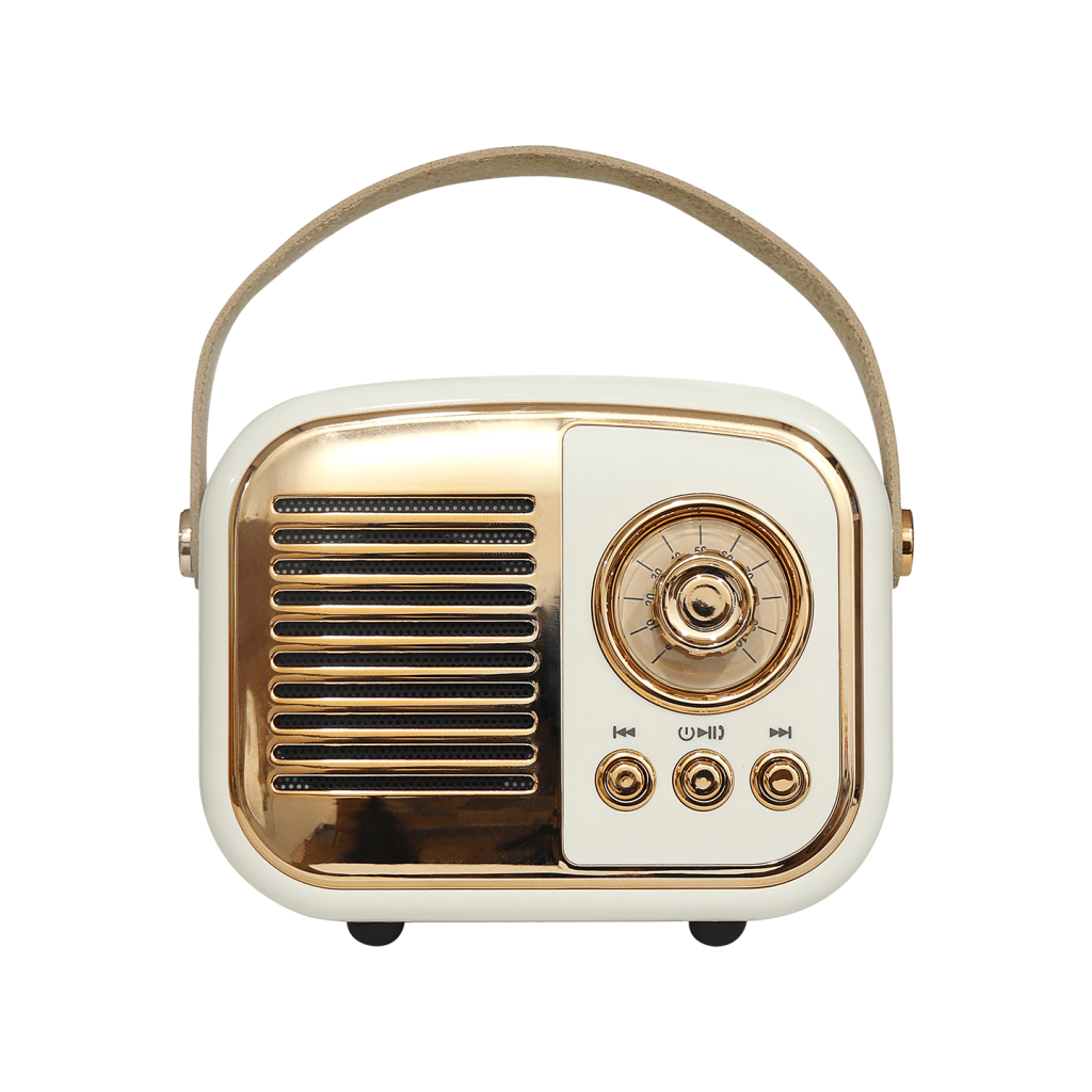 MIKADO MD-24BT, Echoes, Beyaz, 3W, Ta┼şınabilir, USB/TF Kart/Bluetooth, 800mAh, Klasik Retro Müzik Kutusu