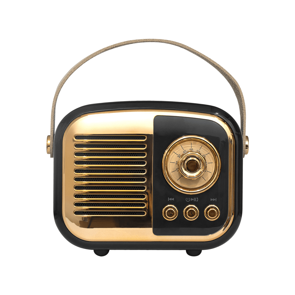 MIKADO MD-24BT, Echoes, Siyah, 3W, Ta┼şınabilir, USB/TF Kart/Bluetooth, 800mAh, Klasik Retro Müzik Kutusu