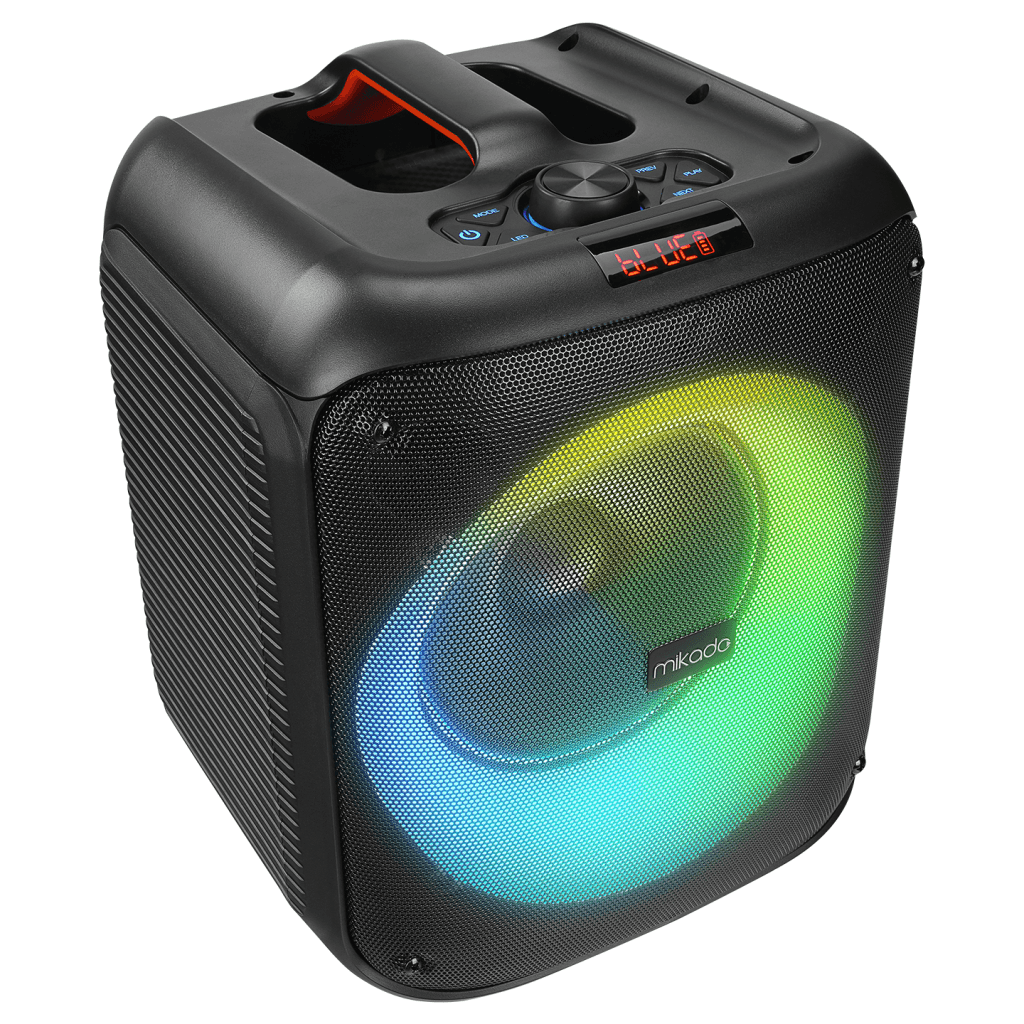 MIKADO MD-BT51 BOMBIX, 60W, Ta┼şınabilir, BT/USB/TF/TWS, RGB Aydınlatma, Dahil Batarya, Toplantı, Parti, AÇık Hava Speaker. Kablolu Mikrofon Hediyeli