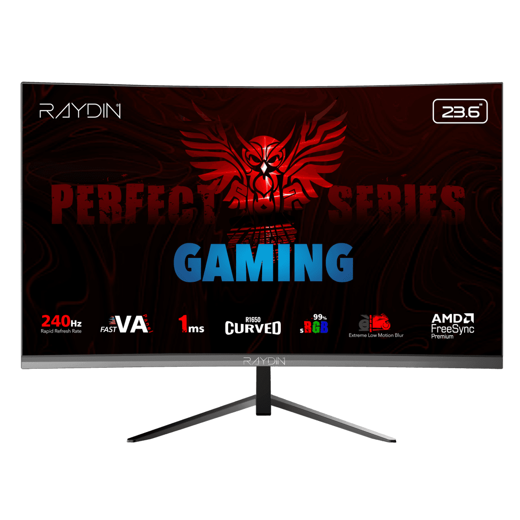 RAYDIN MM24RFA-240HZ, 23.6", 1ms, 240Hz, Full HD, HDMI, DP, Hoparlör, VA LED, R1650 Curved, Frameless, FreeSync Gaming Monitör