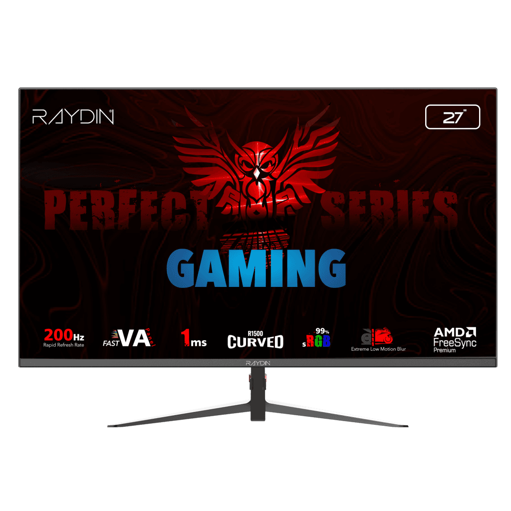 RAYDIN MM27RFA-200HZ, 27", 1ms, 200Hz, Full HD, 2xHDMI, DP, VA LED, R1500 Curved, Frameless, FreeSync Gaming Monitör