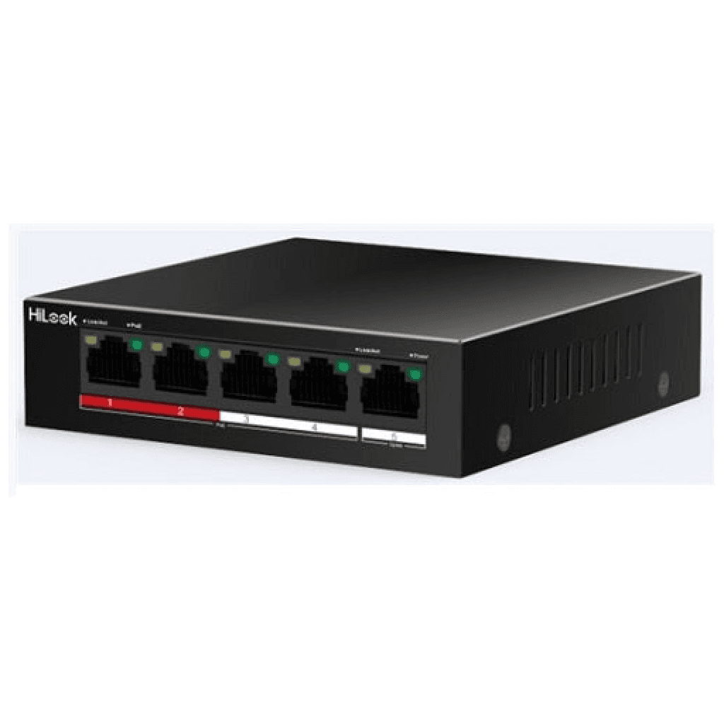 HILOOK NS-0105P-35(B), 4 Port, Megabit, PoE 35W, 1 Port Megabit Uplink, Long Range 250Metre, Yönetilemez, Masaüstü Switch