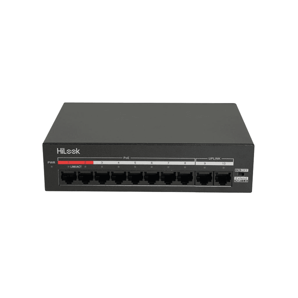 HILOOK NS-0110MP-60, 8 Port, Megabit, PoE 60W, 2 Port Megabit Uplink, Yönetilemez, Masaüstü Switch