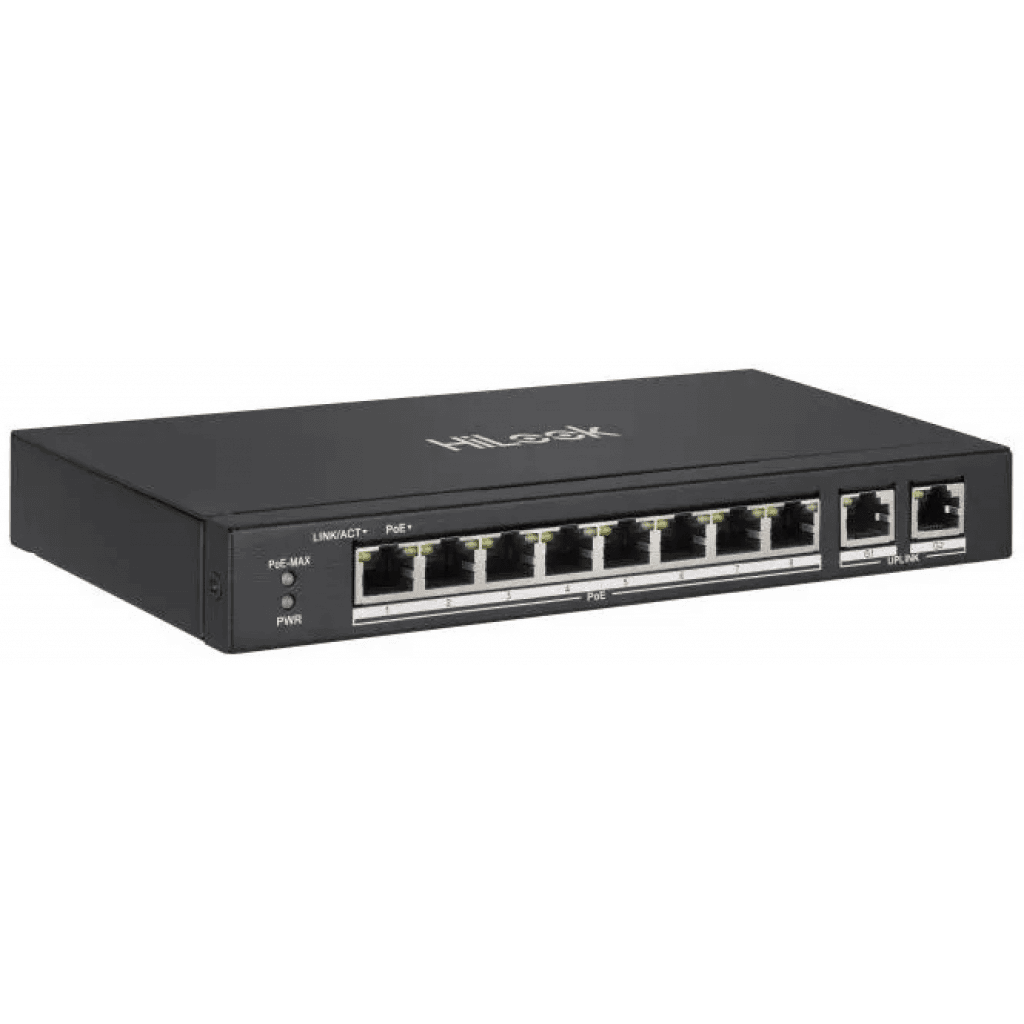 HILOOK NS-0310P-60(B), 8Port, Megabit, PoE 60W, 2 Port Gigabit Uplink, Long Range 250Metre, Yönetilemez, Masaüstü Switch