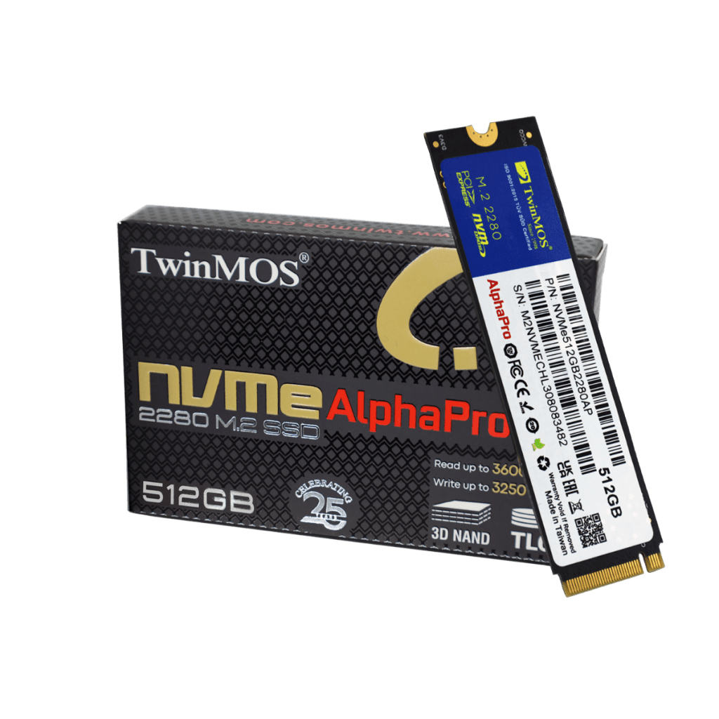 TwinMOS NVMe512GB2280AP, AlphaPro, 512GB, 3600-3250Mb/s, Gen3, NVMe PCIe M.2 2280, SSD, TLC, 3DNAND