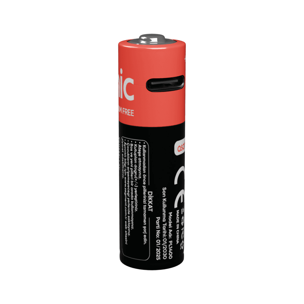 ASONIC PL1400, AA, ┼Şarjlı Pil, 1.5Volt, 1400mAh/2600mwh, Type-C ile Kolay ┼Şarj,  2 li Paket (USB To Type-C Kablo Hediye)