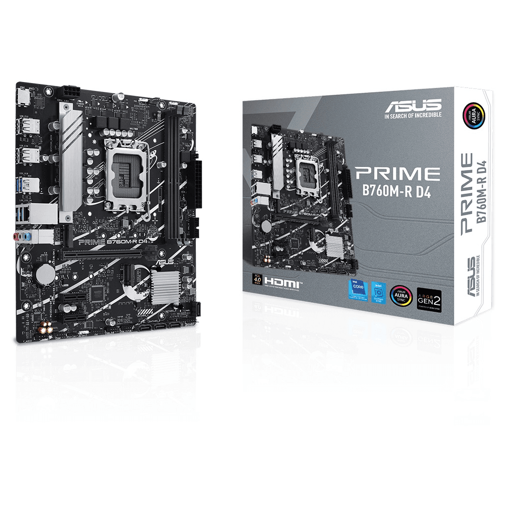 ASUS PRIME B760M-R D4, 2xDDR4, 2x M.2, HDMI, 12-13-14.Nesil, LGA1700 Soket, Anakart