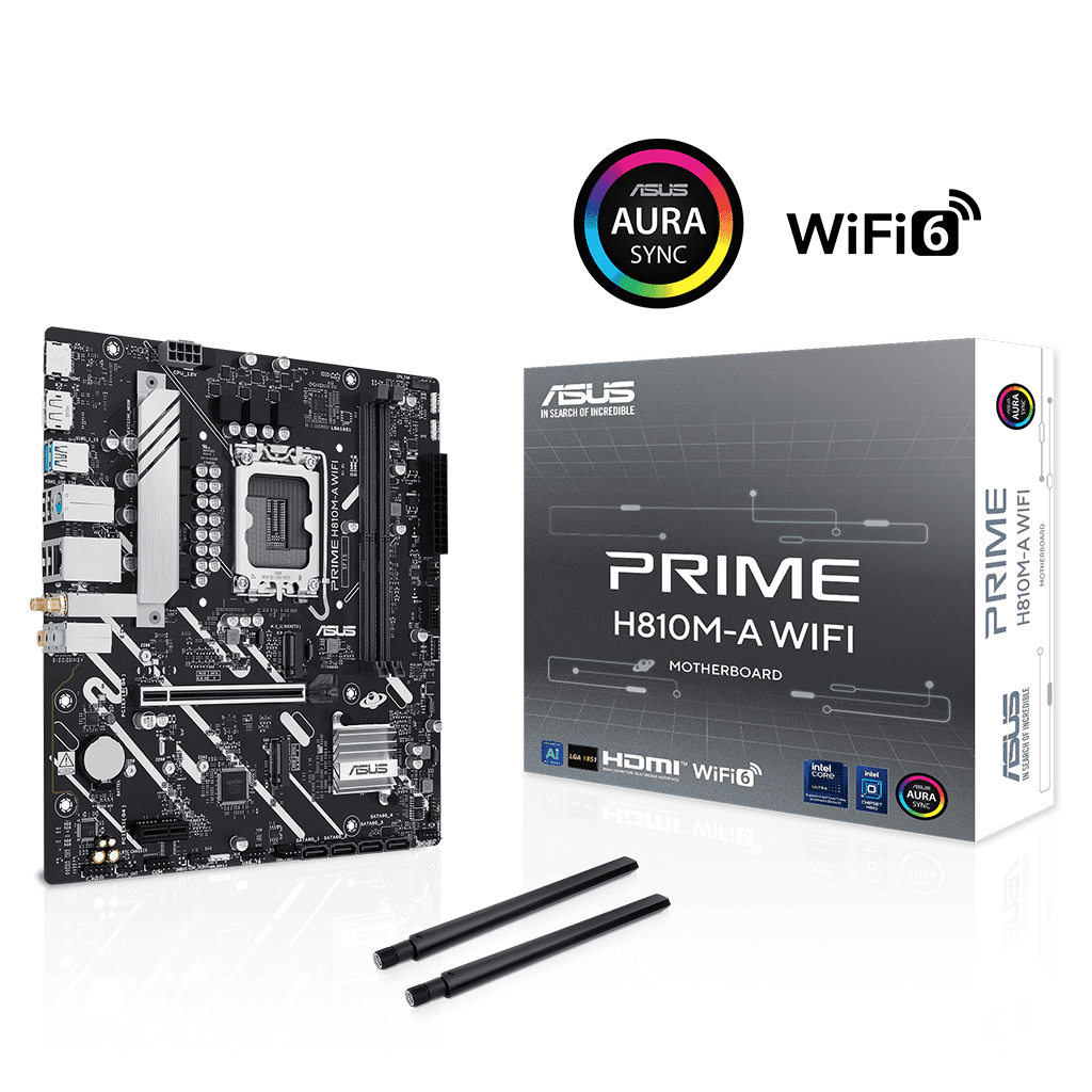 ASUS PRIME H810M-A WIFI, 2xDDR5, 2x M.2, HDMI, DP, Wi-Fi 6, Bluetooth 5.3, Intel Core Ultra CPU(Seri 2), LGA1851 Soket, ATX Anakart