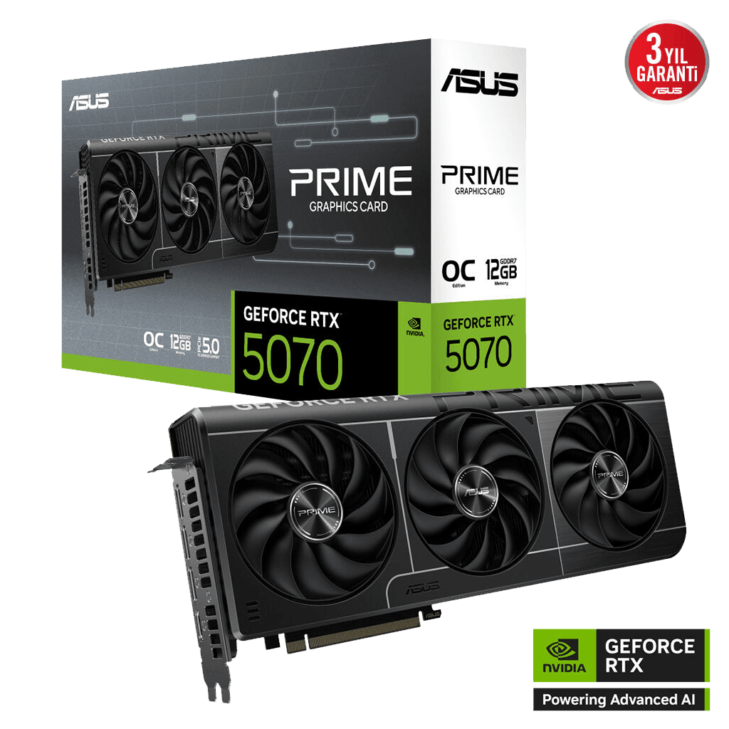 ASUS PRIME-RTX5070-O12G, 12Gb, 192Bit, GDDR7, 1xHDMI, 3xDP GAMING Ekran Kartı