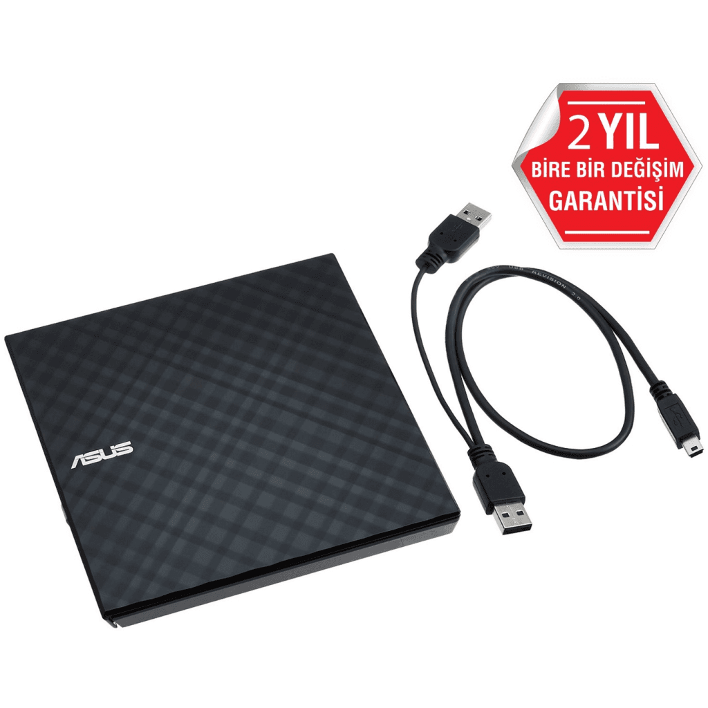 ASUS SDRW-08D2S-U Lite, Usb 2.0, External, Siyah, Slim, Optik Okuyucu/Yazıcı