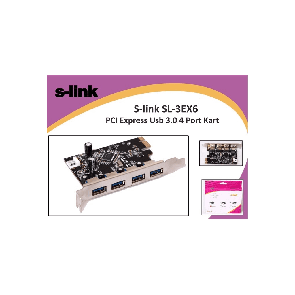S-LINK SL-3EX6 PCI Express TO USB 3.0  x4 Port Kart