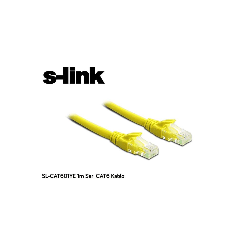 S-Link SL-CAT601YE, CAT6 Patch, 1Mt Kablo (Sarı)