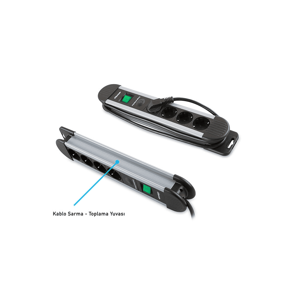 S-LINK Swapp SPGKS03, 3 Soket, Akım Korumalı Priz, 1.5Mt Kablo, 900 Joule (Gri) %100 Bakır