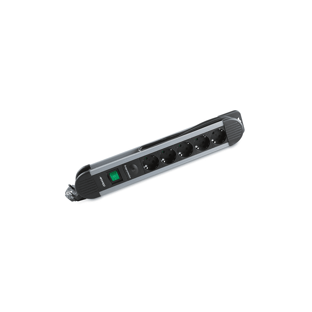 S-LINK Swapp SPGKS05, 5 Soket, Akım Korumalı Priz, 1.5Mt Kablo, 900 Joule (Gri) %100 Bakır