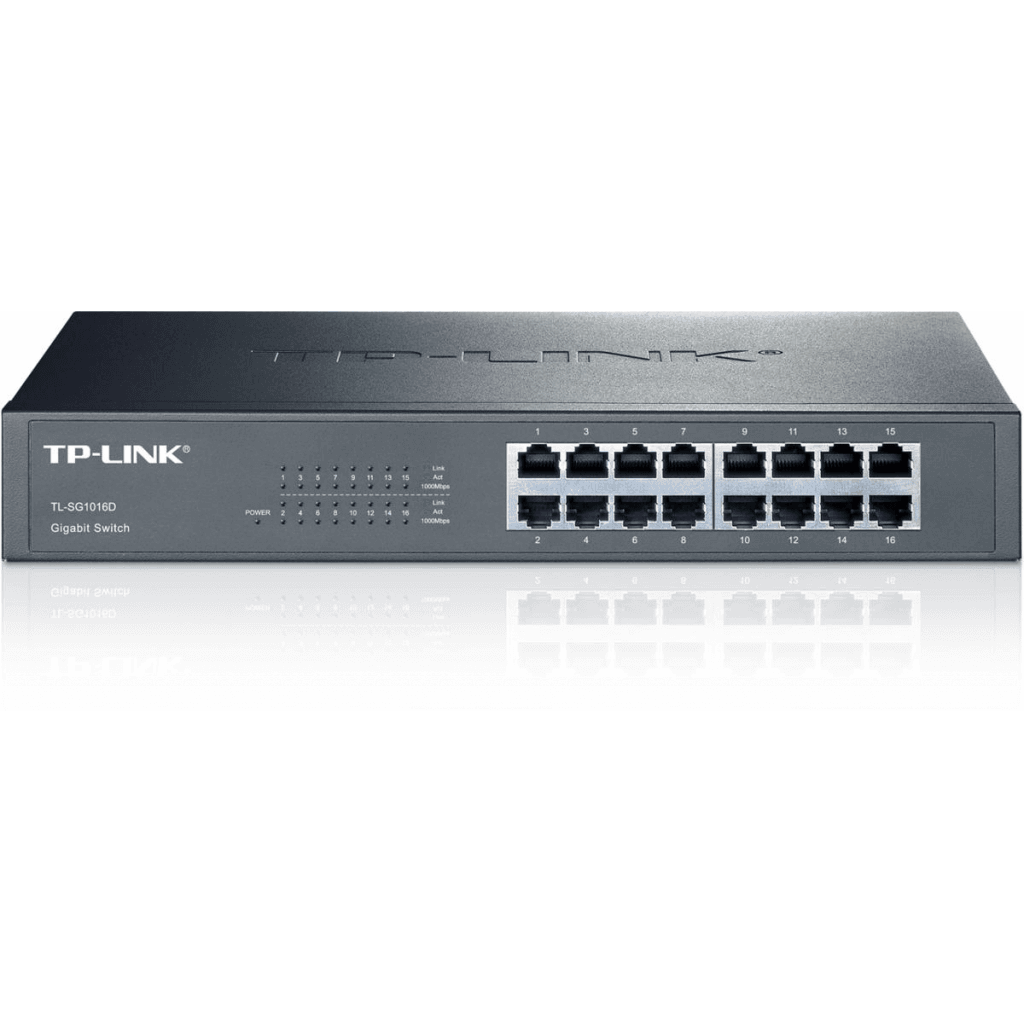 TP-LINK TL-SG1016D, 16 Port, GigaBit, Yönetilemez, Metal Kasa, Rackmount Switch