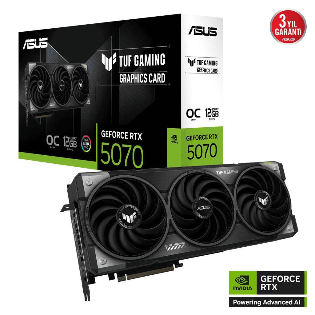 ASUS TUF-RTX5070-O12G-GAMING, 12Gb, 192Bit, GDDR7, 2xHDMI, 3xDP GAMING Ekran Kartı