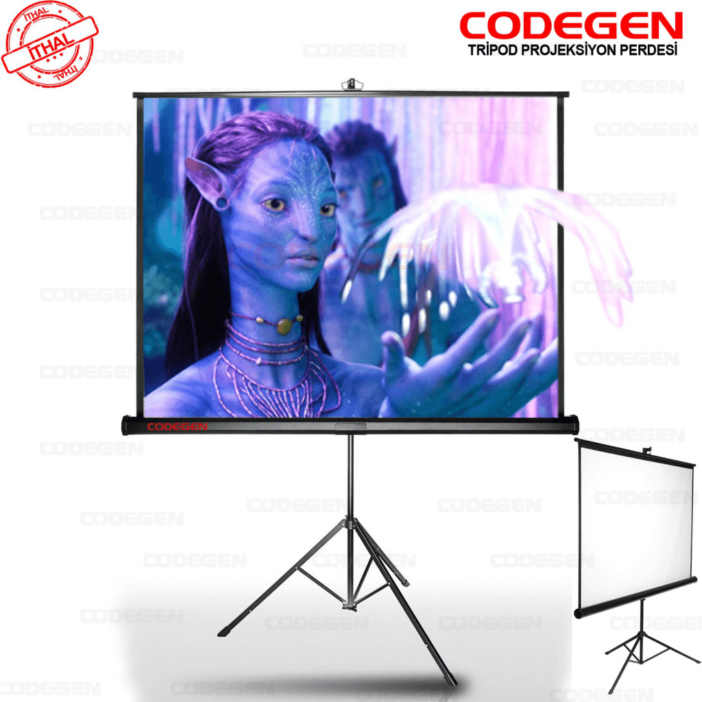 Codegen TX-18 TRIPOD PROJEKSİYON PERDESİ 180X180 (Arkası Siyah Fonlu - Ta┼şınabilir Ayaklı Model)