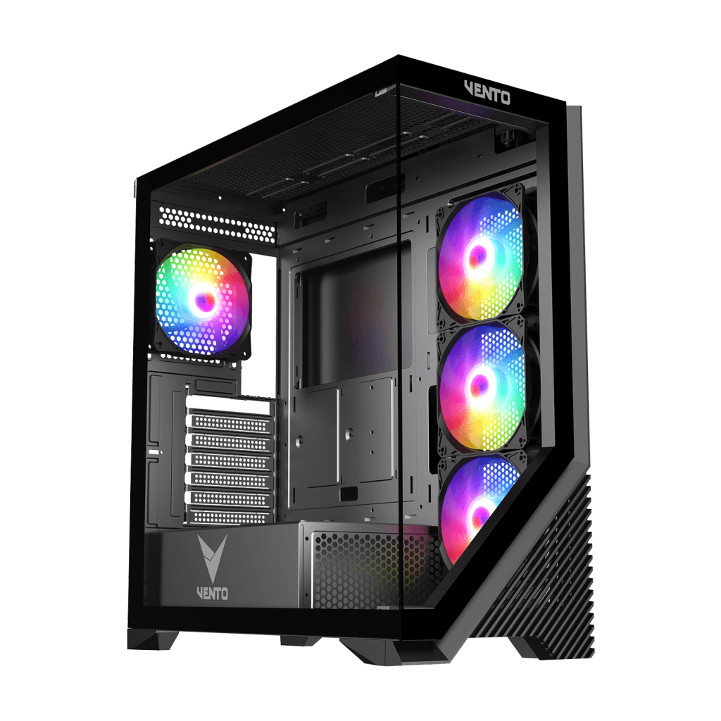 VENTO VG4202FL Mid Tower, 850W 80+ Siyah, Temperli Cam, RGB, ATX GAMING KASA