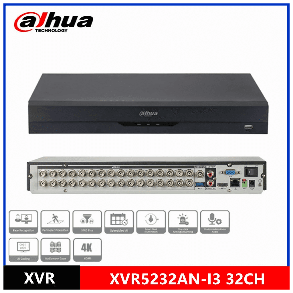 DAHUA XVR5232AN-I3, 32Kanal, 5Mpix, H265+, 2 HDD Deste─şi, 5in1 DVR Cihazı