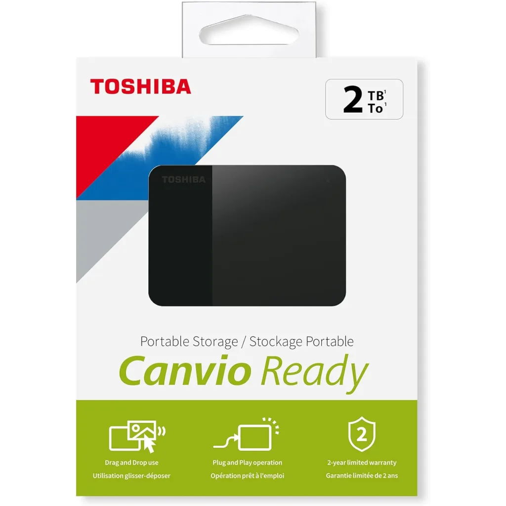 TOSHIBA HDTP320EK3AA, Canvio Ready, 2TB, 2.5" USB 3.0, Taşınabilir, Harici HDD, (Black)